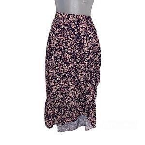 Gap Ditsy Floral Faux Wrap Ruffle Midi Skirt  14 NWT Spring Floral Viscose